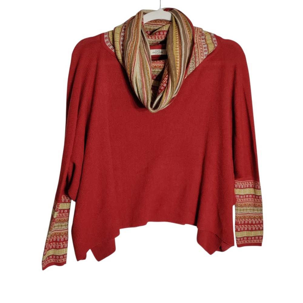 Simply Natural Designs Red 100% Baby Alpaca Cowl Neck Sweater Peru